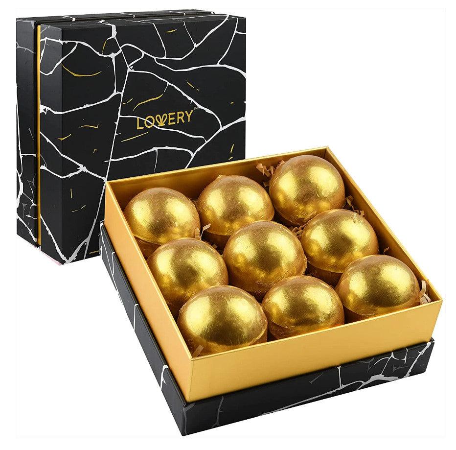 24K Gold Bath Bombs Gift Set - 9Pc Marble Spa Bubble Bombs - A Secret Admirer