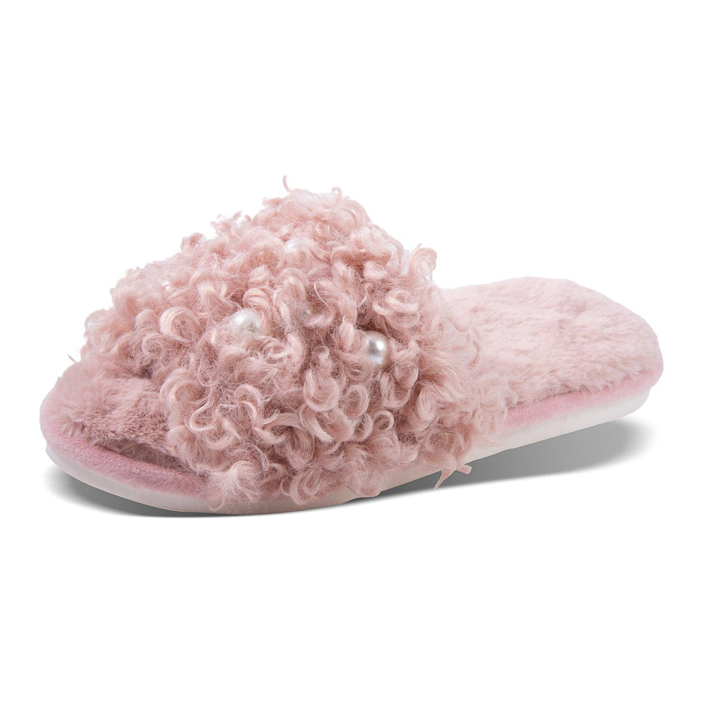 Amanda Blue Mauve Curly Pearl Slippers (Large 10 - 11) - A Secret Admirer