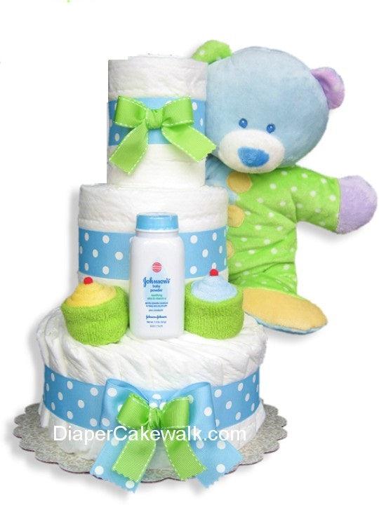 Baby Dimples Blue 3 Tiers Diaper Cake - A Secret Admirer