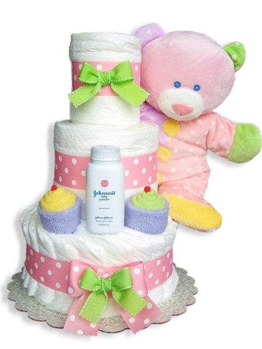 Baby Dimples Pink 3 Tiers Diaper Cake - A Secret Admirer