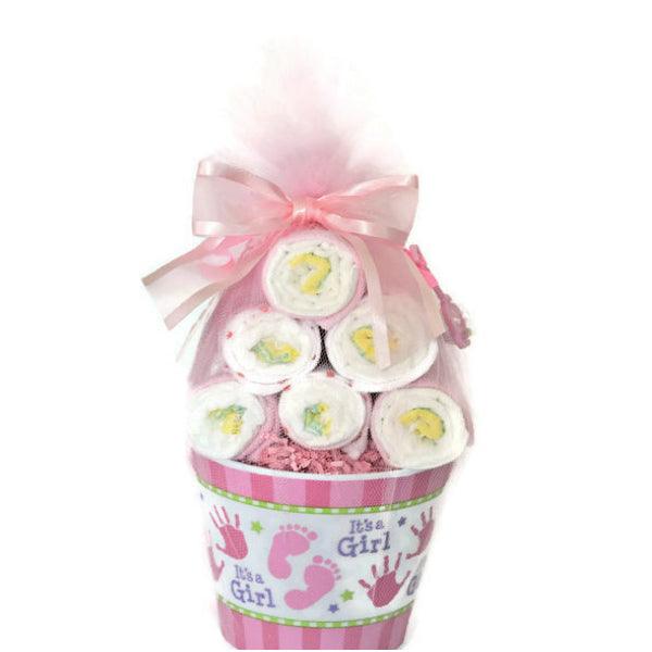 Baby Girl Diaper Pail in Gift Wrap - A Secret Admirer