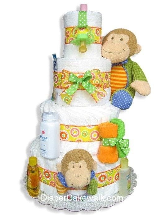 Baby Monkey Diaper Cake 4 Tier - A Secret Admirer