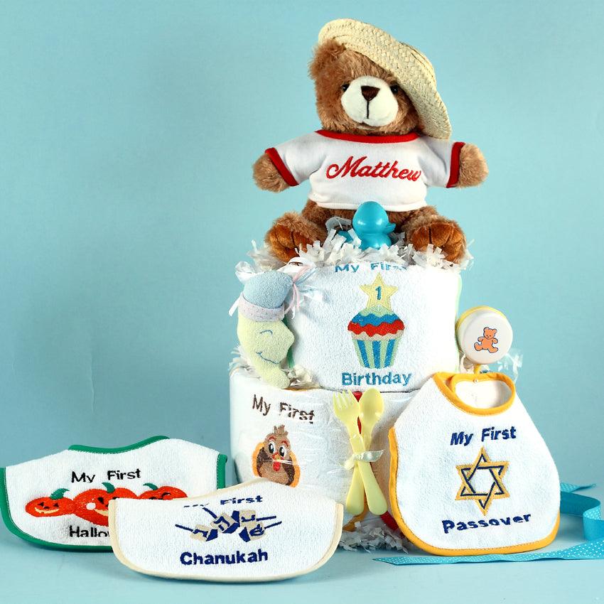 Baby'S First Holiday'S Personalized Diaper Cake Unisex Baby Gift - A Secret Admirer
