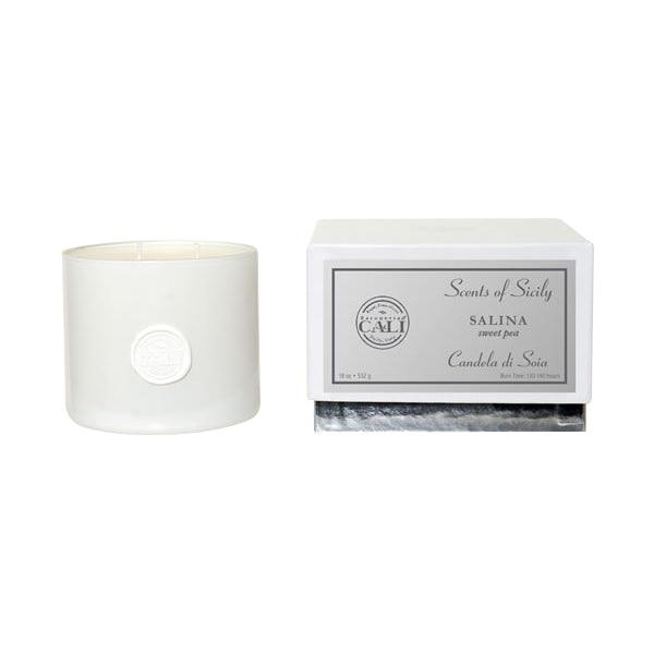 Baronessa Cali Scents of Sicily Salina (Sweet Pea) White Candle 18oz - A Secret Admirer