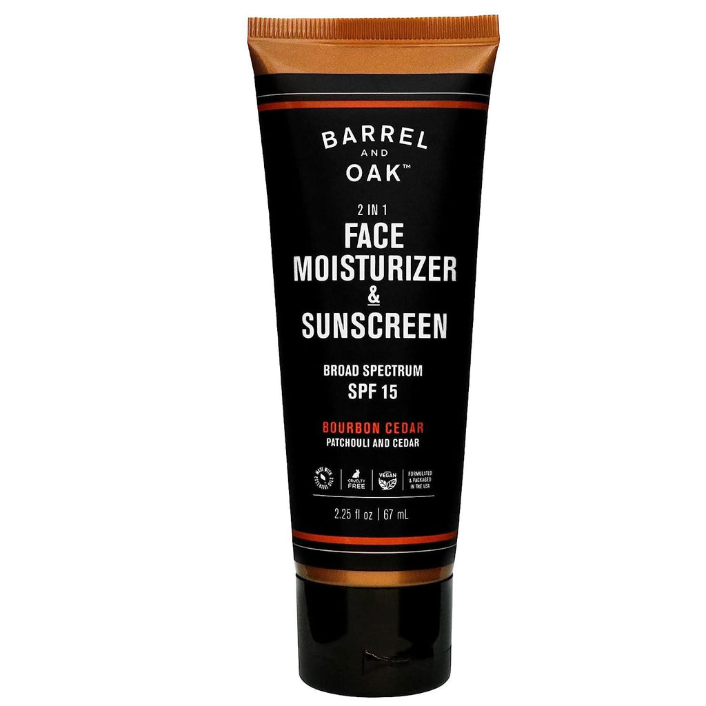 Barrel and Oak 2 - in - 1 Face Moisturizer and Sunscreen Bourbon Cedar 2.25oz - A Secret Admirer