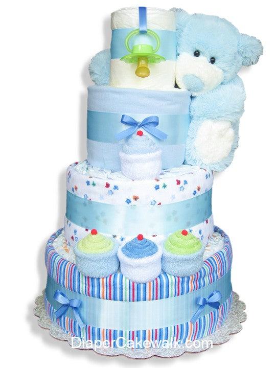 Blue Sampler Baby Diaper Cake - A Secret Admirer