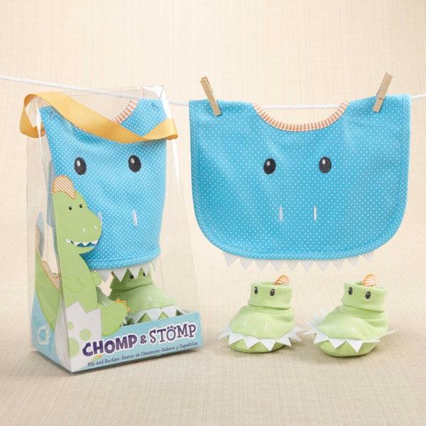 Chomp & Stomp Dinosaur Bib and Booties Gift Set - A Secret Admirer