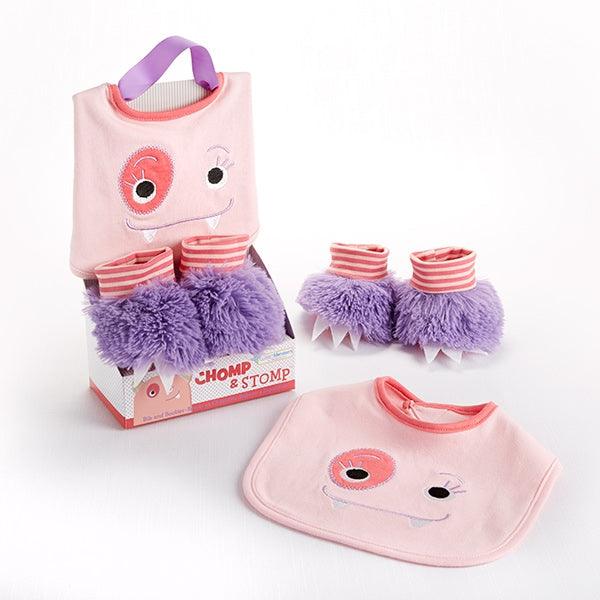 Chomp & Stomp Monster Bib and Booties Gift Set (Girl) - A Secret Admirer