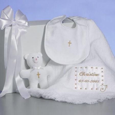 Christening Baby Blanket Personalized Gift Set - A Secret Admirer