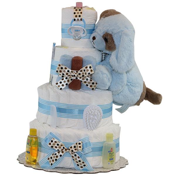 Diapercakewalk Blue Puppy Boy Diapercake - A Secret Admirer