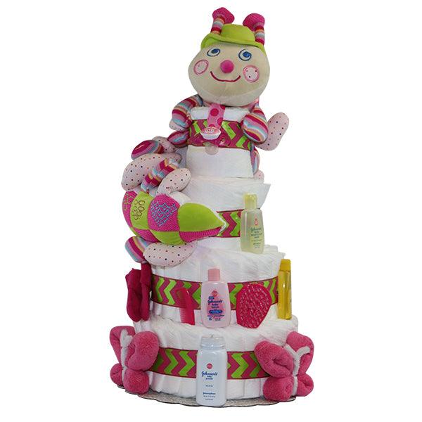 Diapercakewalk Smiley Caterpillar Girl Diapercake - A Secret Admirer