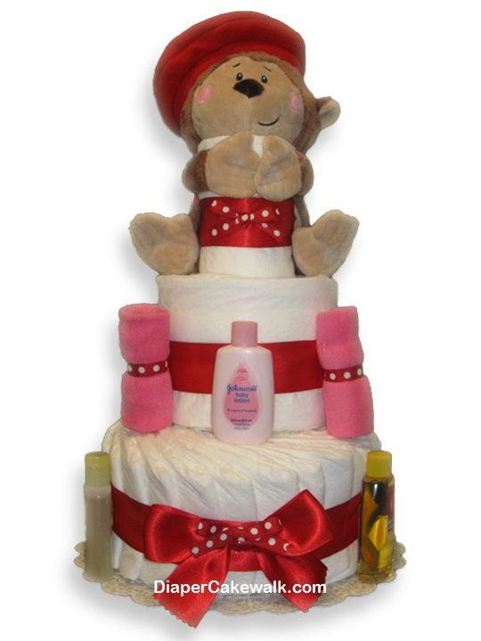 Eek the Monkey Baby Girl Diaper Cake - A Secret Admirer