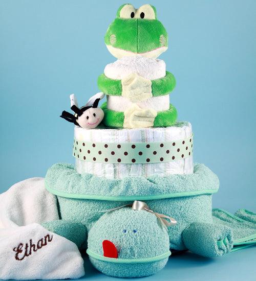 Friendly Frog Personalized Diaper Cake - A Secret Admirer