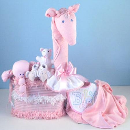 Gentle Giraffe Diaper Cake Baby Girl Gift - A Secret Admirer