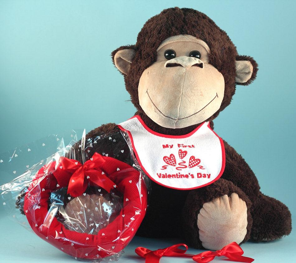 Giant Plush Monkey Valentine's Day Baby Gift Set - A Secret Admirer
