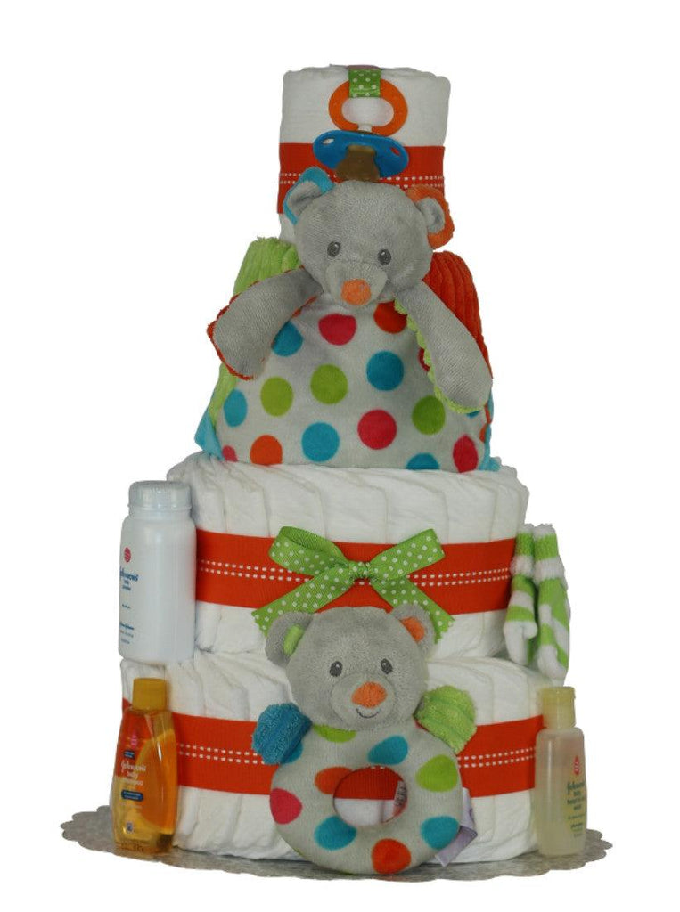 Grey Confetti (Bear or Puppy) 4tiers Diaper Cake - A Secret Admirer