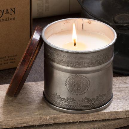 Himalayan Trading Post Ginger Patchouli Etched Iron Pot Candle - A Secret Admirer