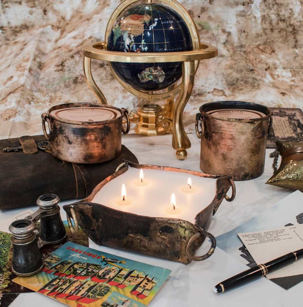Himalayan Trading Post Journey Medium Candle METAL COLLECTION Tobacco Bark - A Secret Admirer