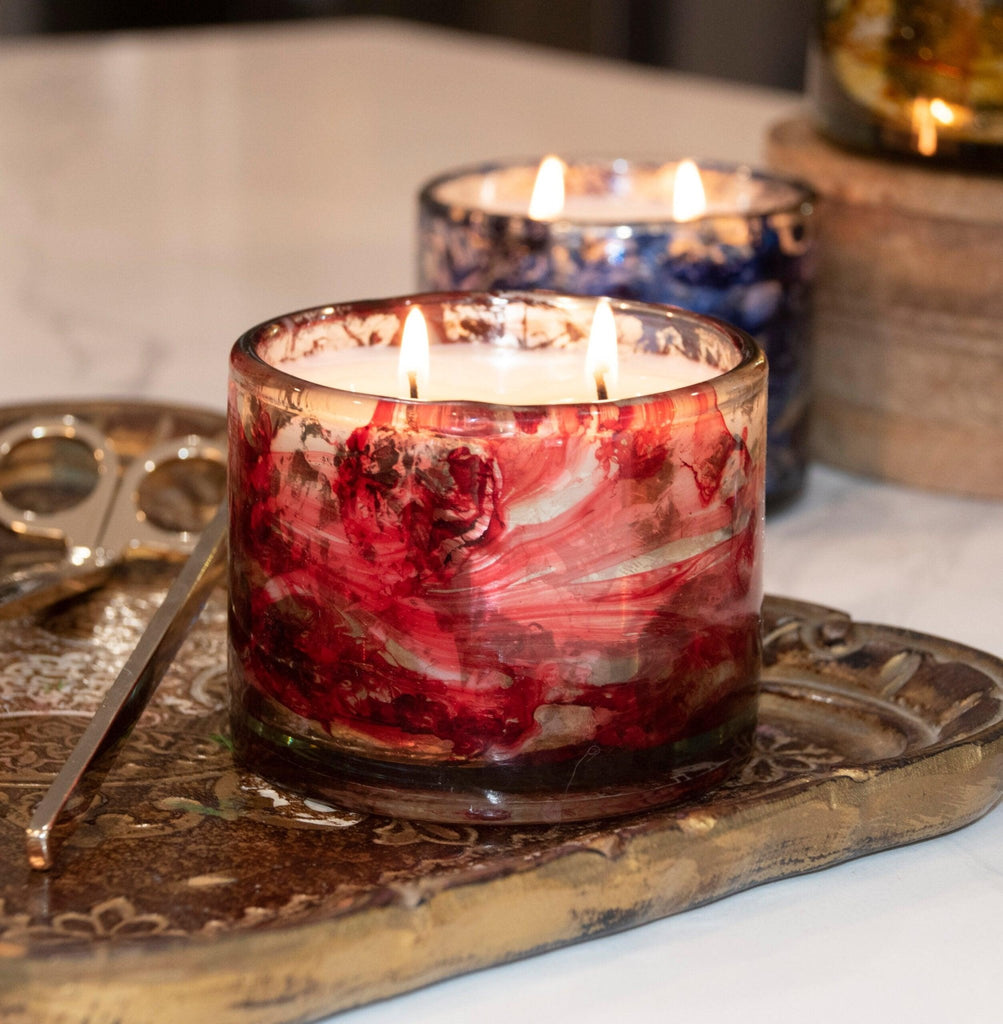 Himalayan Trading Post Wind Red - Blown Glass Tumbler Candle Bourbon Vanilla - A Secret Admirer
