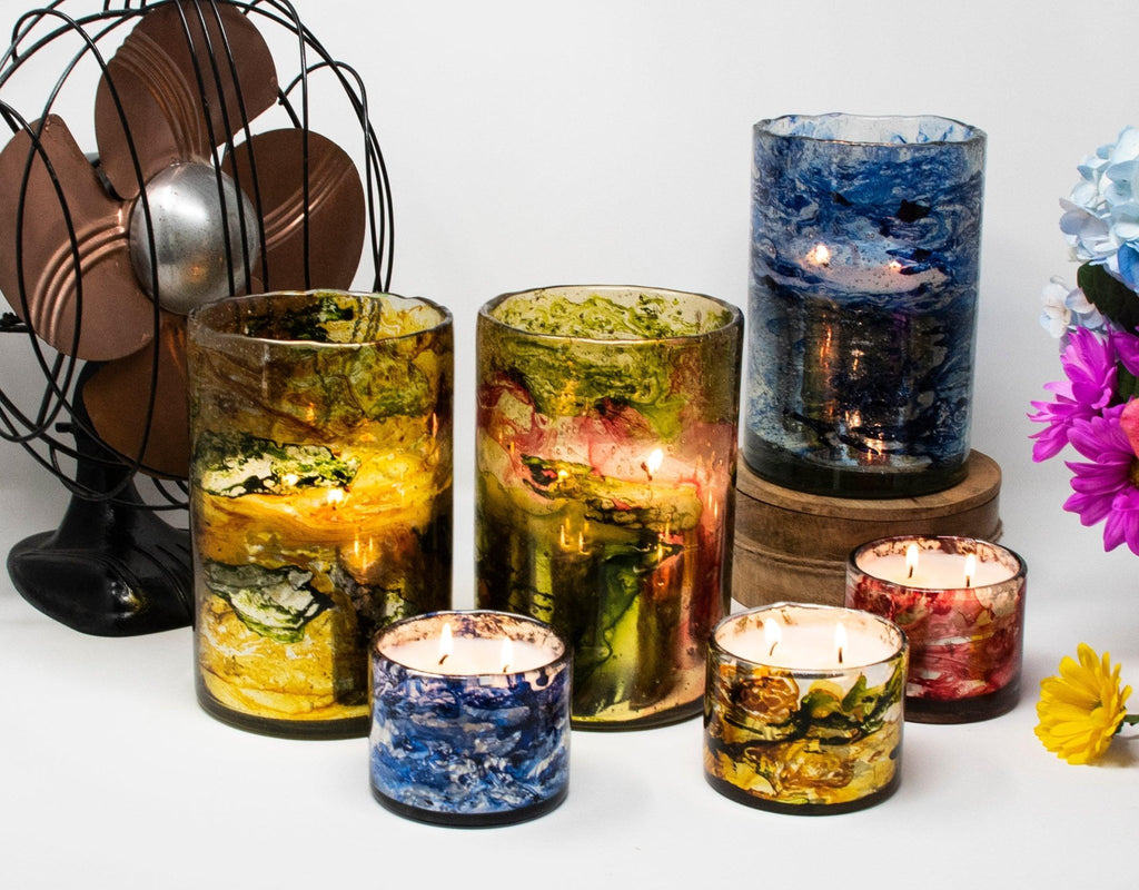 Himalayan Trading Post Wind Yellow - Blown Glass Tumbler Candle Grapefruit Pine - A Secret Admirer