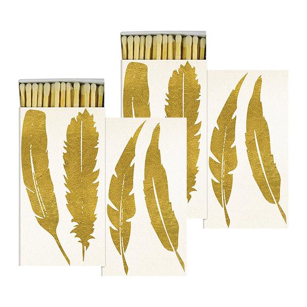 HomArt Large Decorative Feather Gold Foil Matches Set of 2 - A Secret Admirer