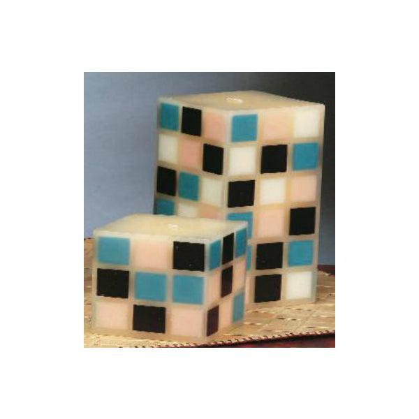 House of Zog Blue Mosaic Square Pillar Candle Set - A Secret Admirer