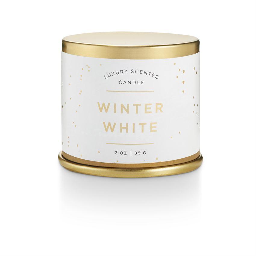 ILLUME SEASONAL WINTER WHITE DEMI TIN CANDLE 3OZ - A Secret Admirer