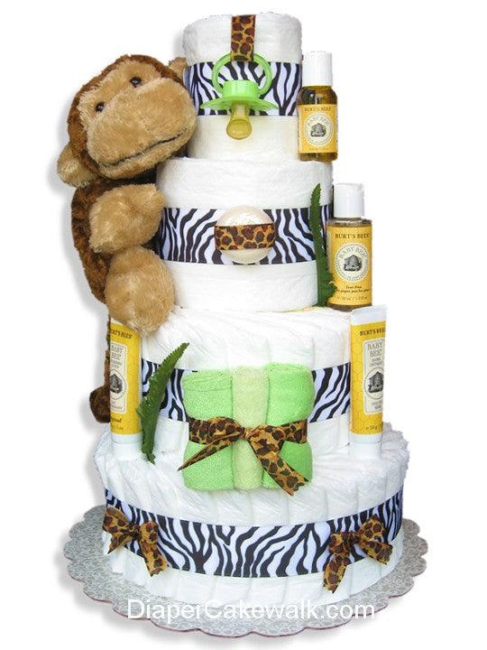 Jungle Safari Diaper Cake - Neutral 4 Tier - A Secret Admirer