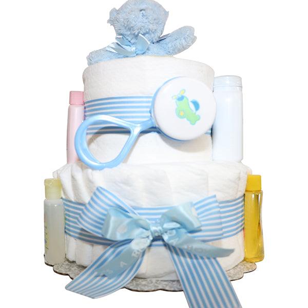 Little Teddy Baby Boy 2 Tier Diapercake - A Secret Admirer