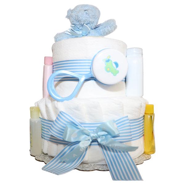 Little Teddy Baby Boy 2 Tier Diapercake - A Secret Admirer