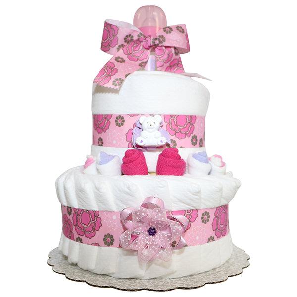 Little Teddy Baby Girl 2 Tier Diapercake - A Secret Admirer