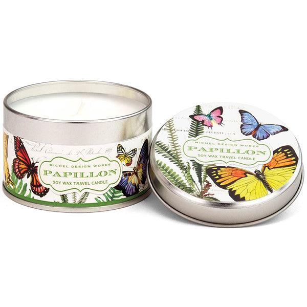 Michel Design Works Papillon Travel Candle Tin 4oz - A Secret Admirer