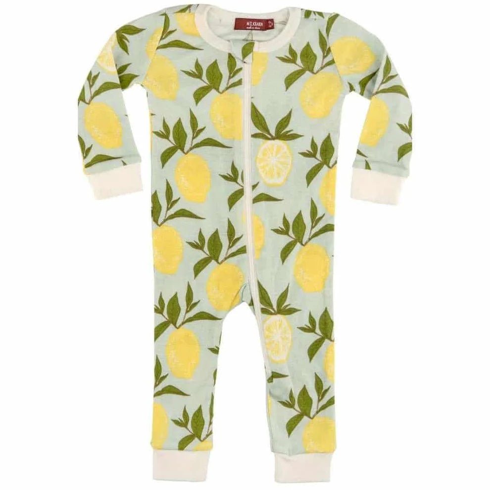 MILKBARN Lemon Design Organic Cotton Zipper Kids Pajama 3 - 24 MONTHS - A Secret Admirer