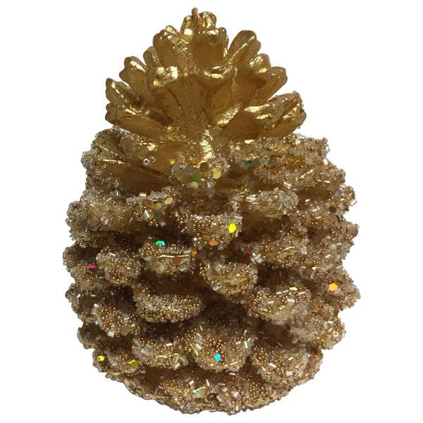 One Hundreds Eighty Degree Golden Pine Cone Candle 5.75 inch - A Secret Admirer