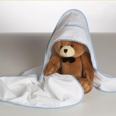 Personalized Hooded Towel & Plush Bear Baby Boy Gift - A Secret Admirer