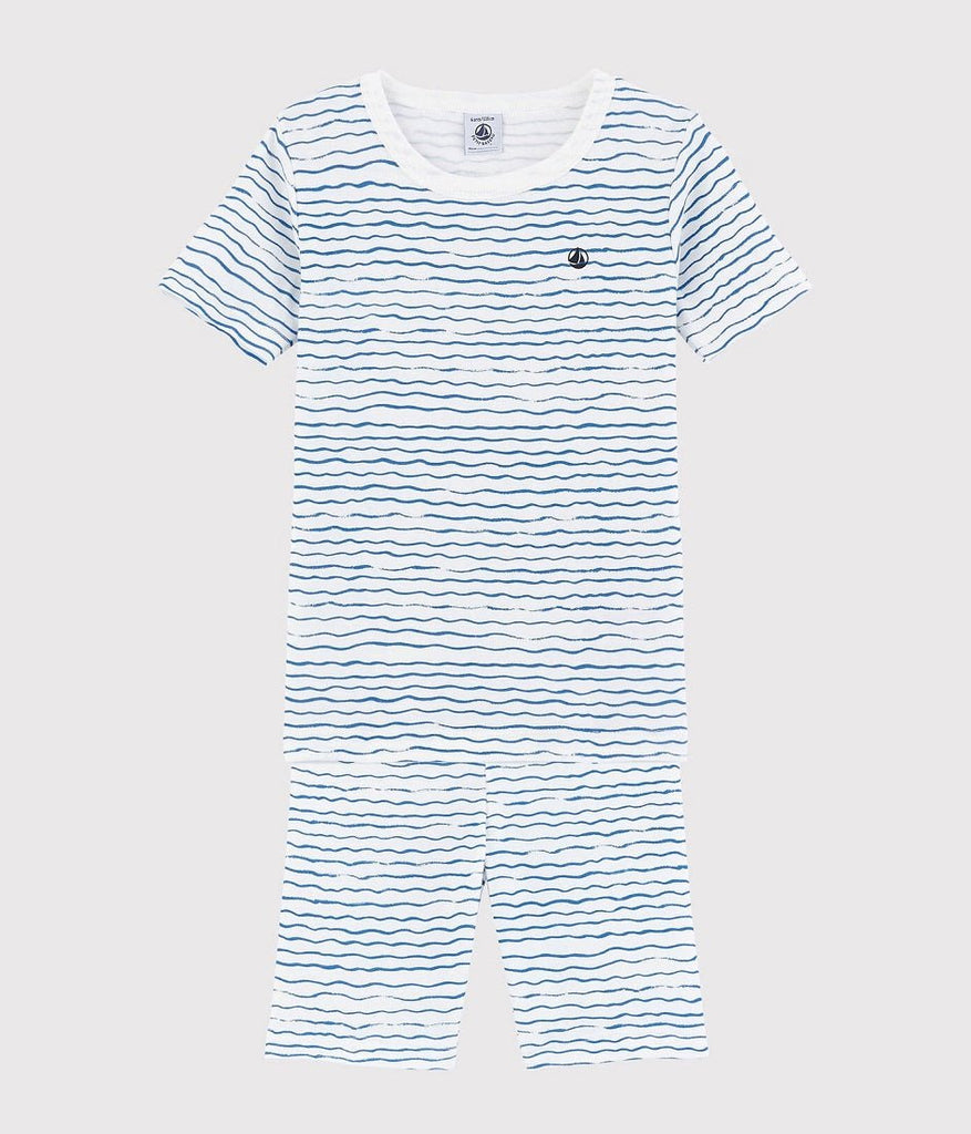 PETIT BATEAU Boys' Snugfit Wave Print Cotton Short Pajamas sizes 2 - 12 years - A Secret Admirer