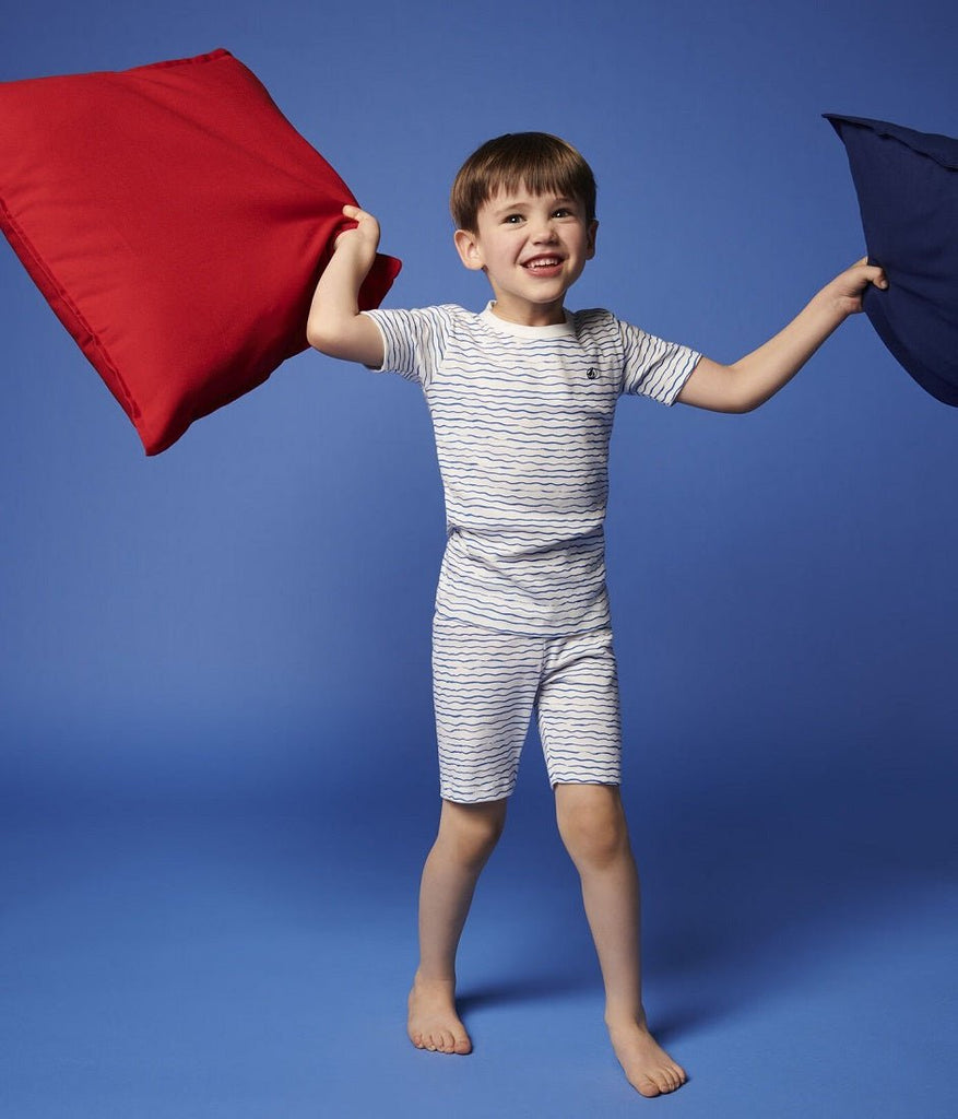 PETIT BATEAU Boys' Snugfit Wave Print Cotton Short Pajamas sizes 2 - 12 years - A Secret Admirer
