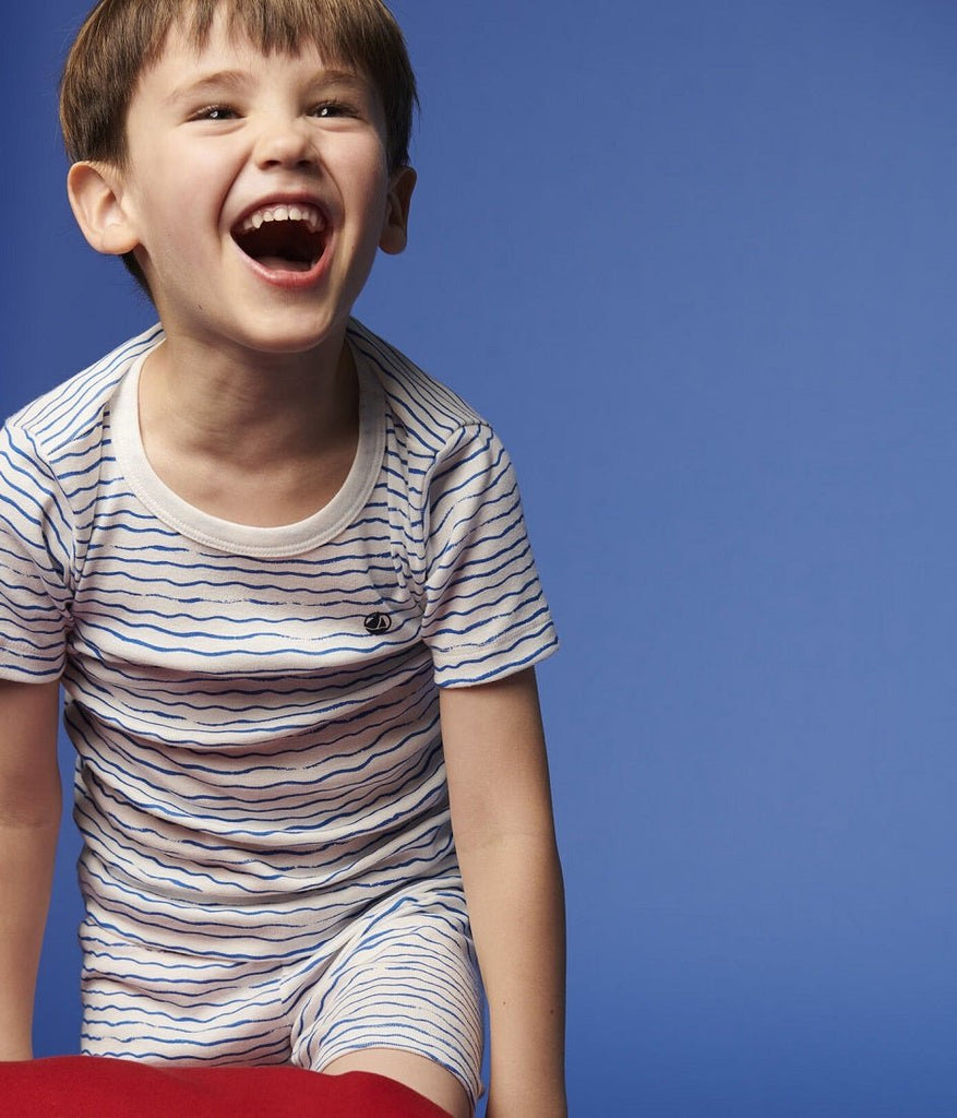 PETIT BATEAU Boys' Snugfit Wave Print Cotton Short Pajamas sizes 2 - 12 years - A Secret Admirer
