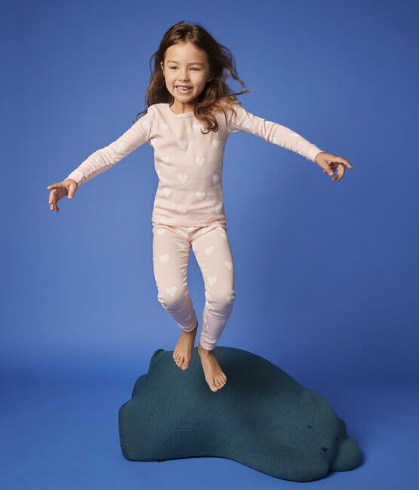 PETIT BATEAU Girls' Snugfit Pink Heart Pattern Organic Cotton Pyjamas SIZES 2 - 12 YEARS - A Secret Admirer