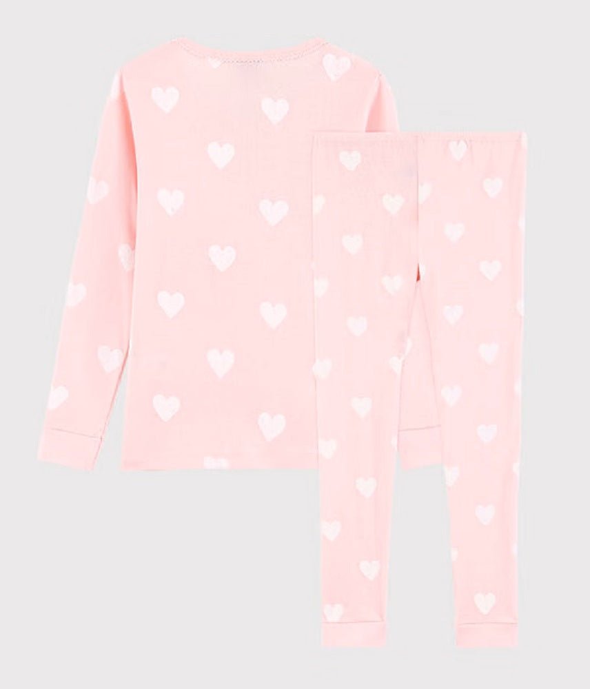 PETIT BATEAU Girls' Snugfit Pink Heart Pattern Organic Cotton Pyjamas SIZES 2 - 12 YEARS - A Secret Admirer