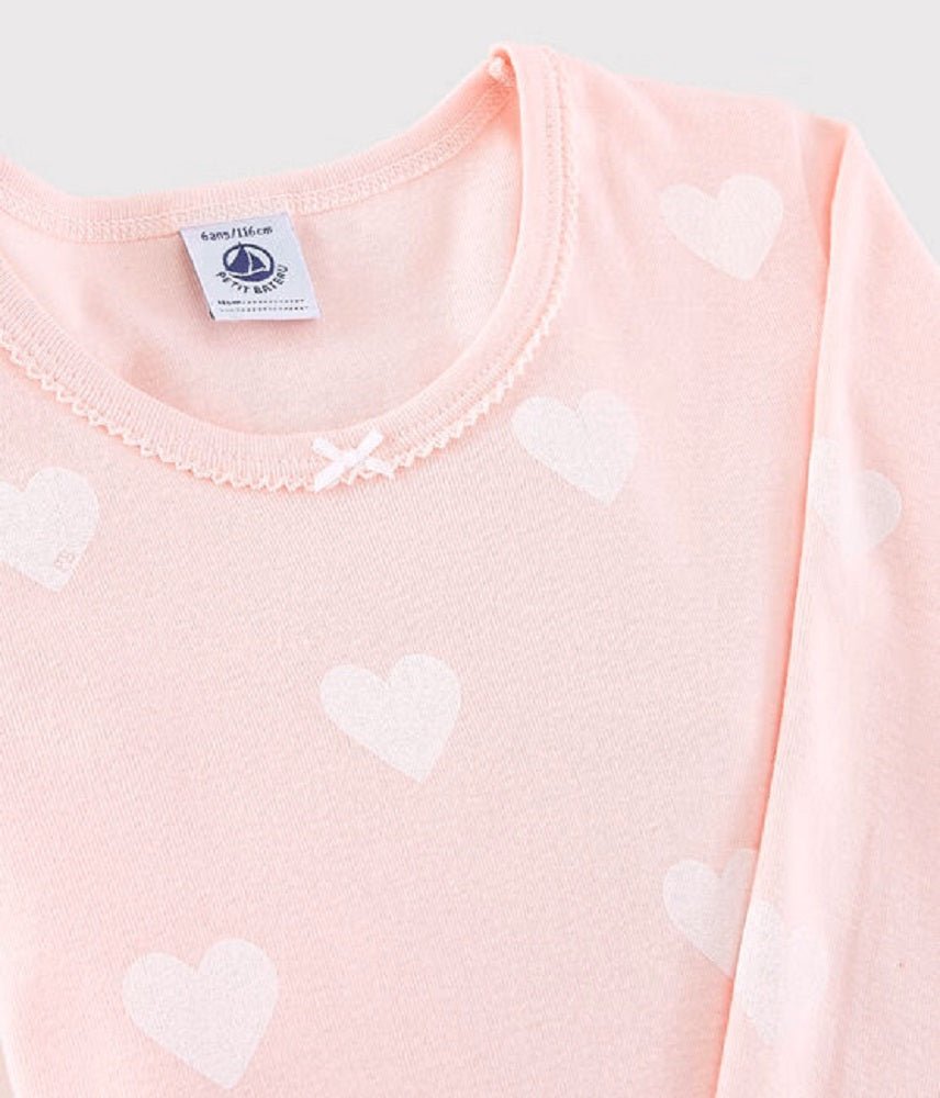 PETIT BATEAU Girls' Snugfit Pink Heart Pattern Organic Cotton Pyjamas SIZES 2 - 12 YEARS - A Secret Admirer