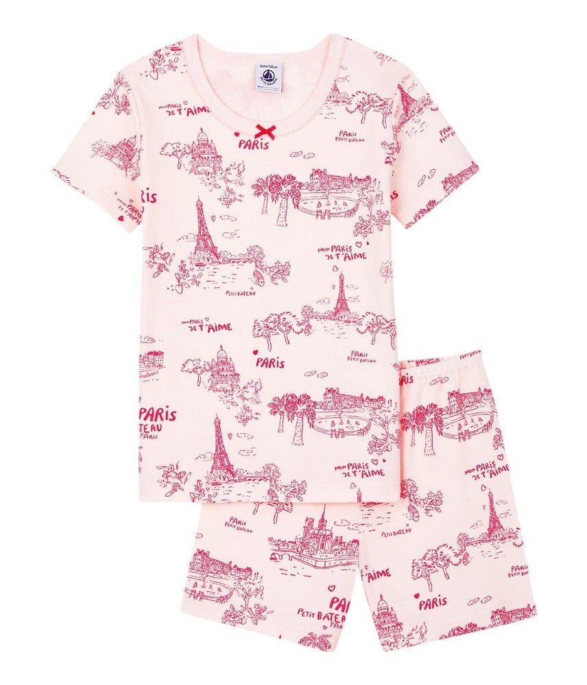 PETIT BATEAU Girls' Snugfit Toile de Jouy Paris Cotton Short Pajamas SIZES 2 - 12 YEARS - A Secret Admirer