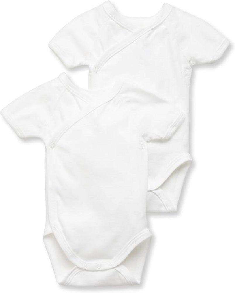 Petit Bateau Pack of 2 Unisex Newborn Baby Plain Short - Sleeve Bodysuits Style 15090 Sizes NB - 36/M - A Secret Admirer