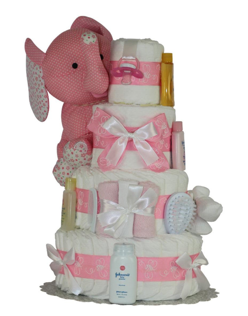 Pink Elephant Diaper Cake - A Secret Admirer