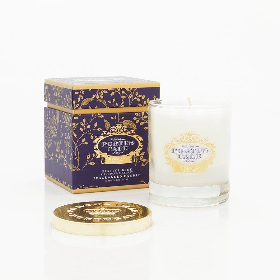 Portus Cale Festive Blue Clear Candle 7.4 oz - A Secret Admirer