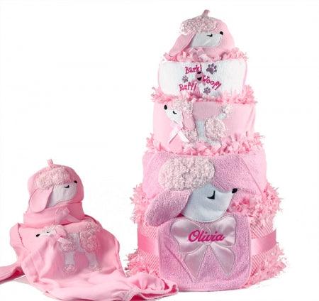 Pretty As A Poodle Diaper Cake Personalized Baby Girl Gift - A Secret Admirer