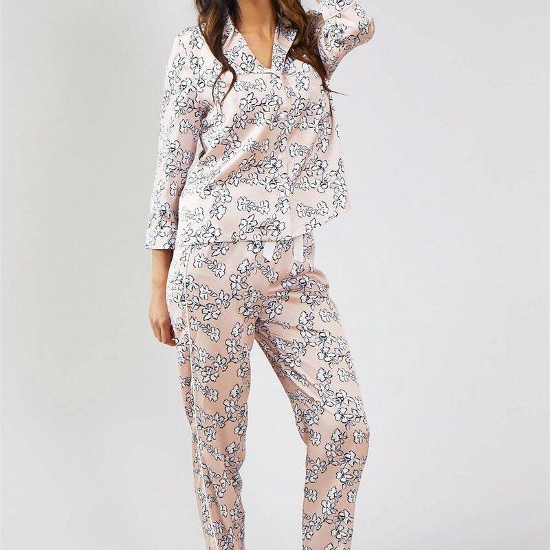 Pretty You London Womens Nightwear Trousers Floral in Blush Pink - Medium - A Secret Admirer