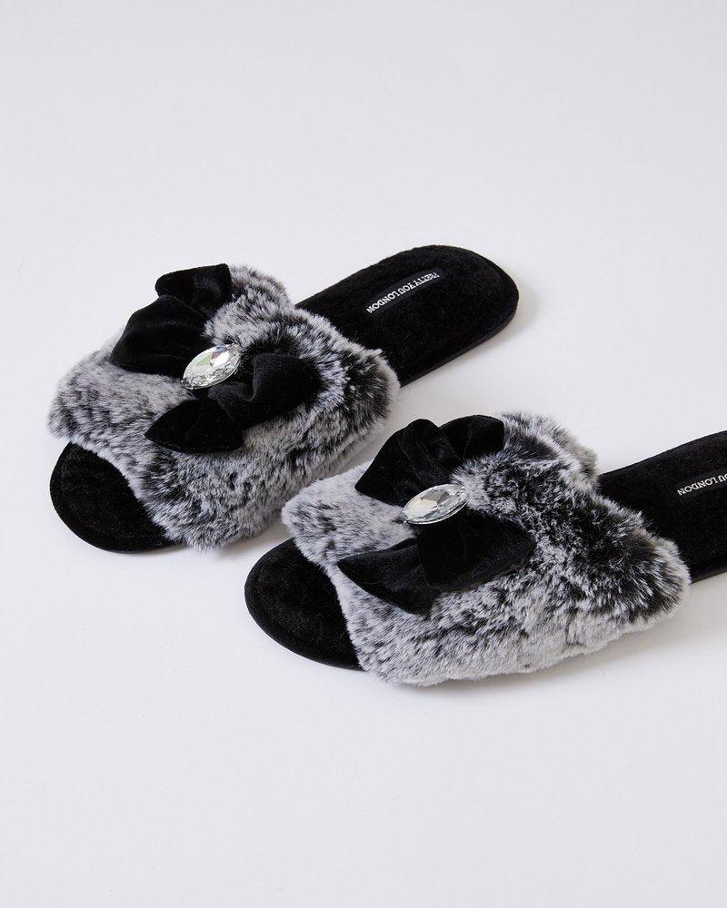 Pretty You London Womens Slider Slippers Cleo in Black - Small - A Secret Admirer