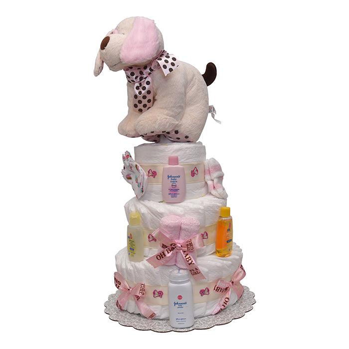 Puppy on the Run Girls Diaper Cake 4 Tiers - A Secret Admirer