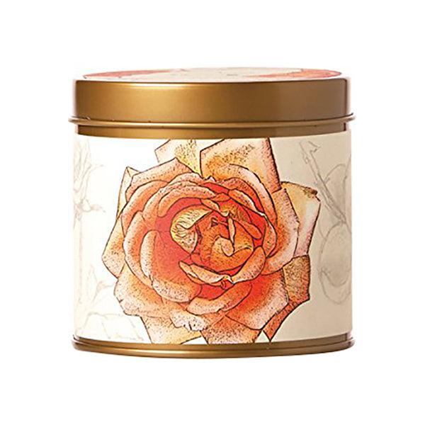 Rosy Rings Fruity Apricot & Rose Soy Tin Candle 8oz - A Secret Admirer